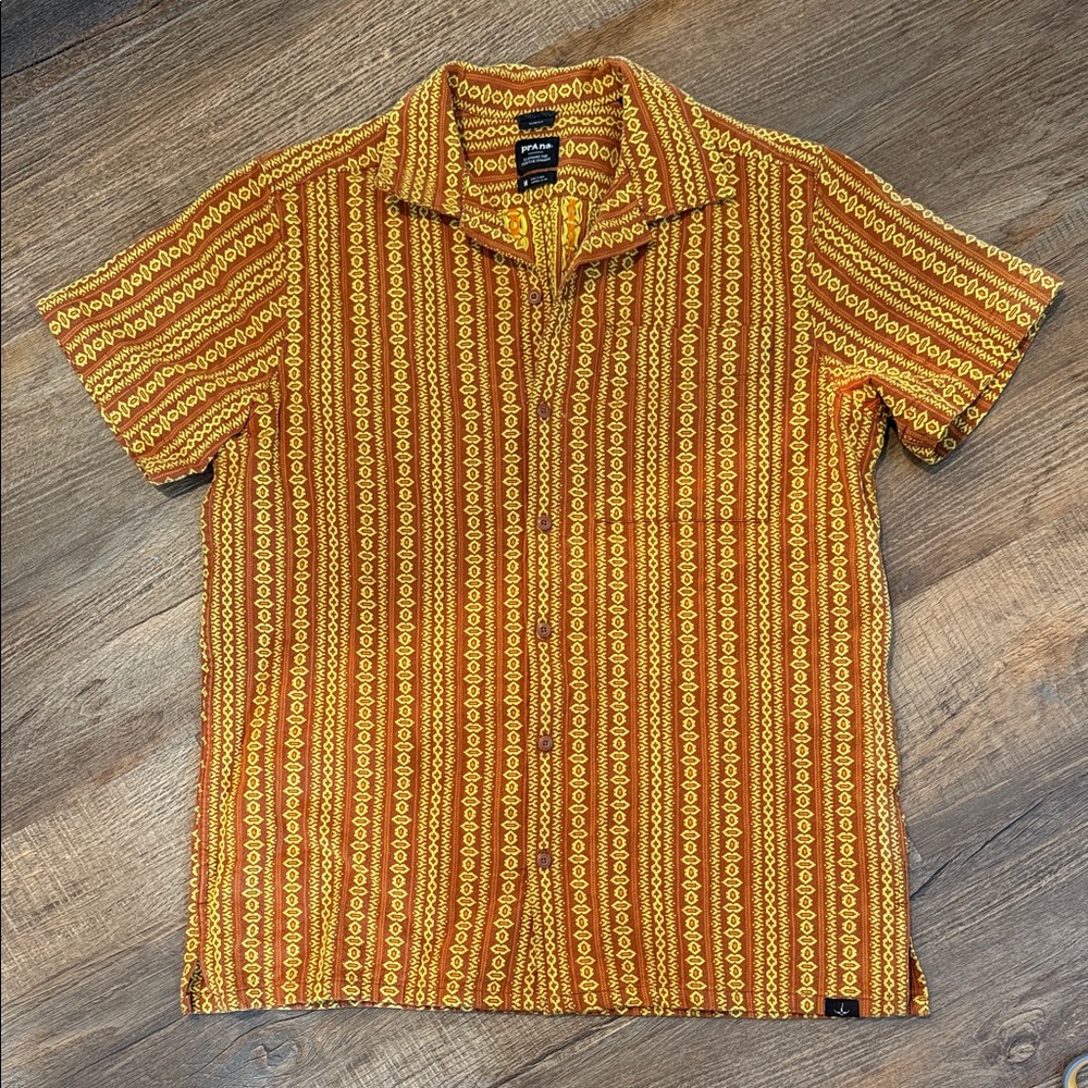 Men’s Prana Golden Brown Patterned Shirt